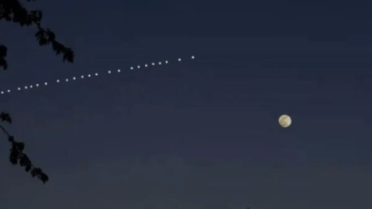 Satélites Starlink no céu